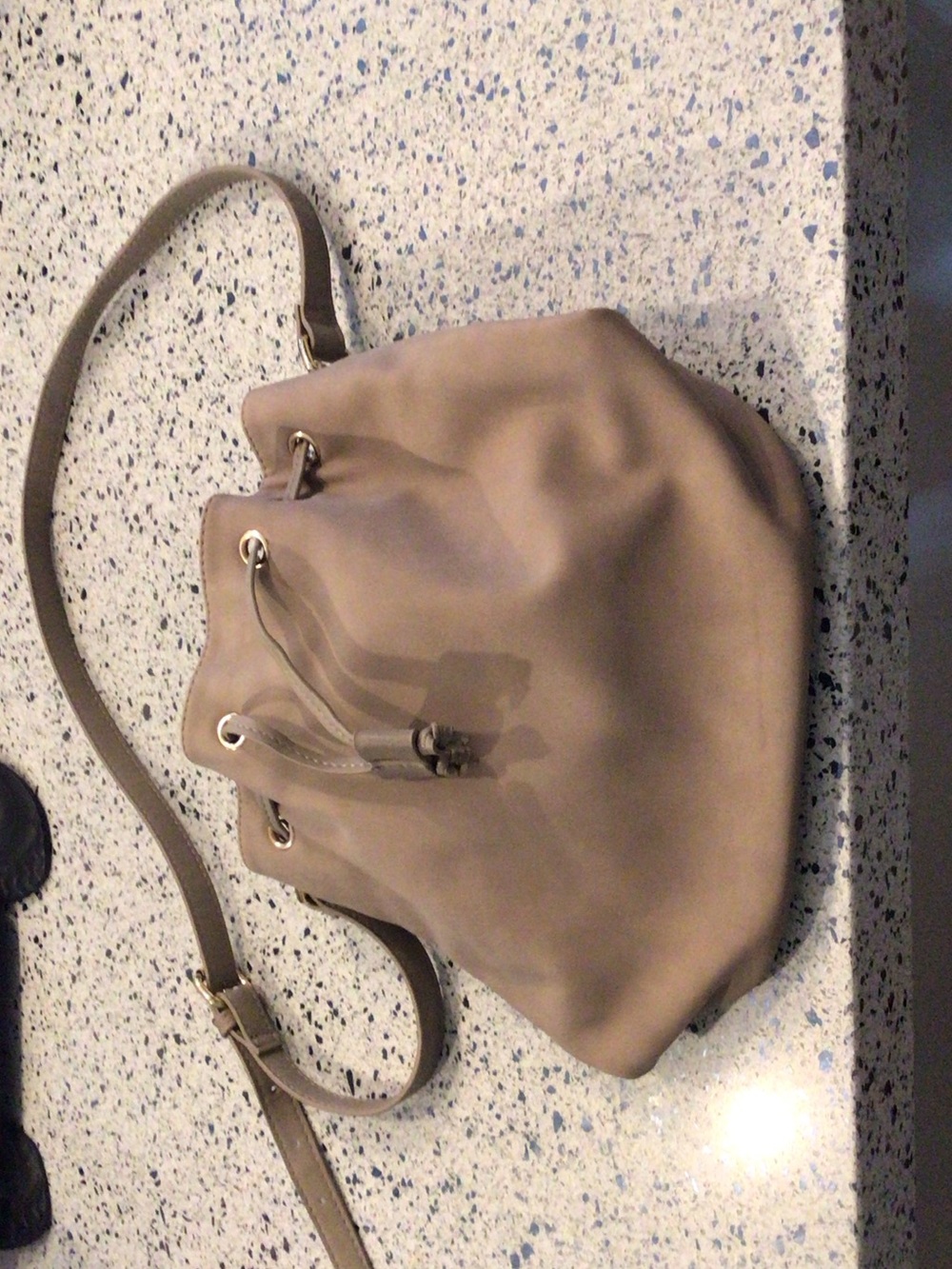 Classic Drawstring Bucket Bag in Taupe